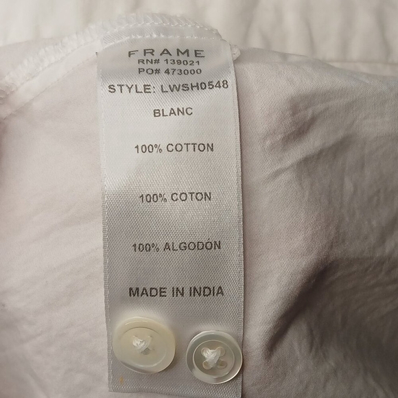 FRAME DENIM Preppy Light Academia Tie Poplin Sleeveless Blouse White Size XS - Picture 10 of 10